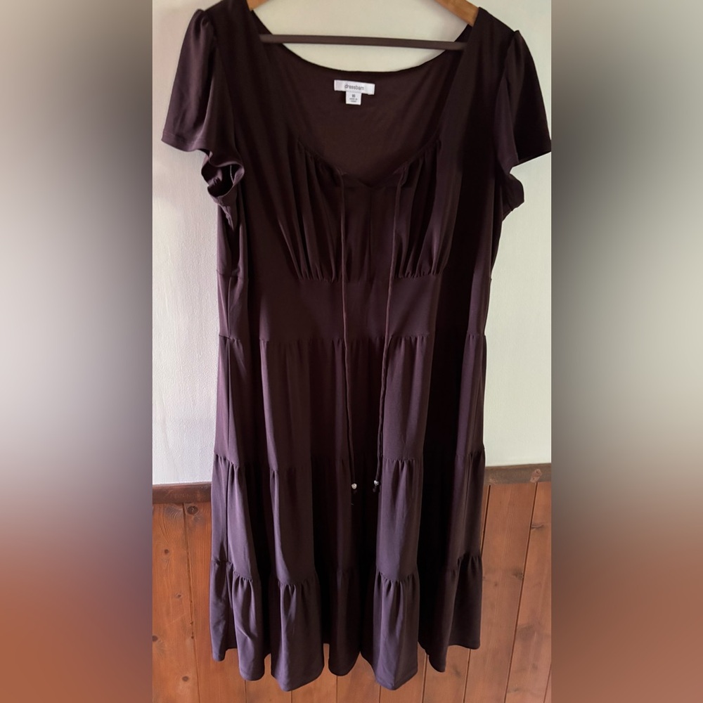 Dressbarn Short sleeve summer dress country brown women’s size 16